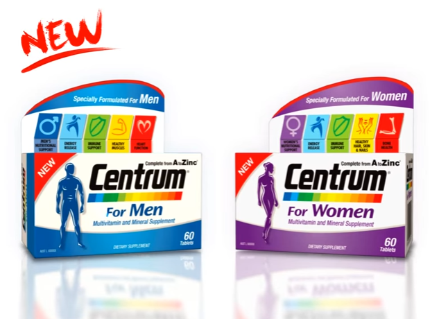 линия Centrum представлена витаминами для женщин, мужчин и детей разного возраста